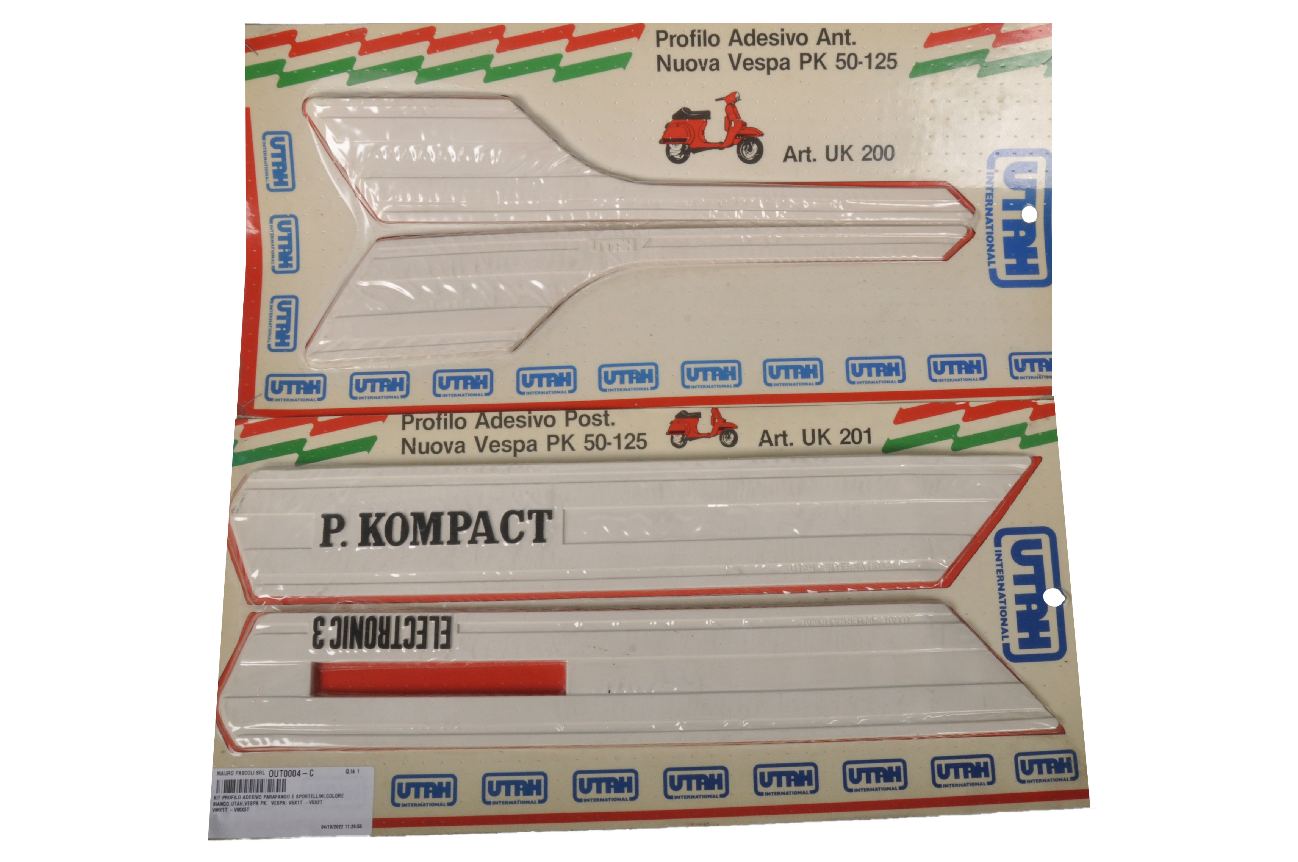Kit profilo adesivo parafango e sportellini,colore bianco,utah,vespa pk.