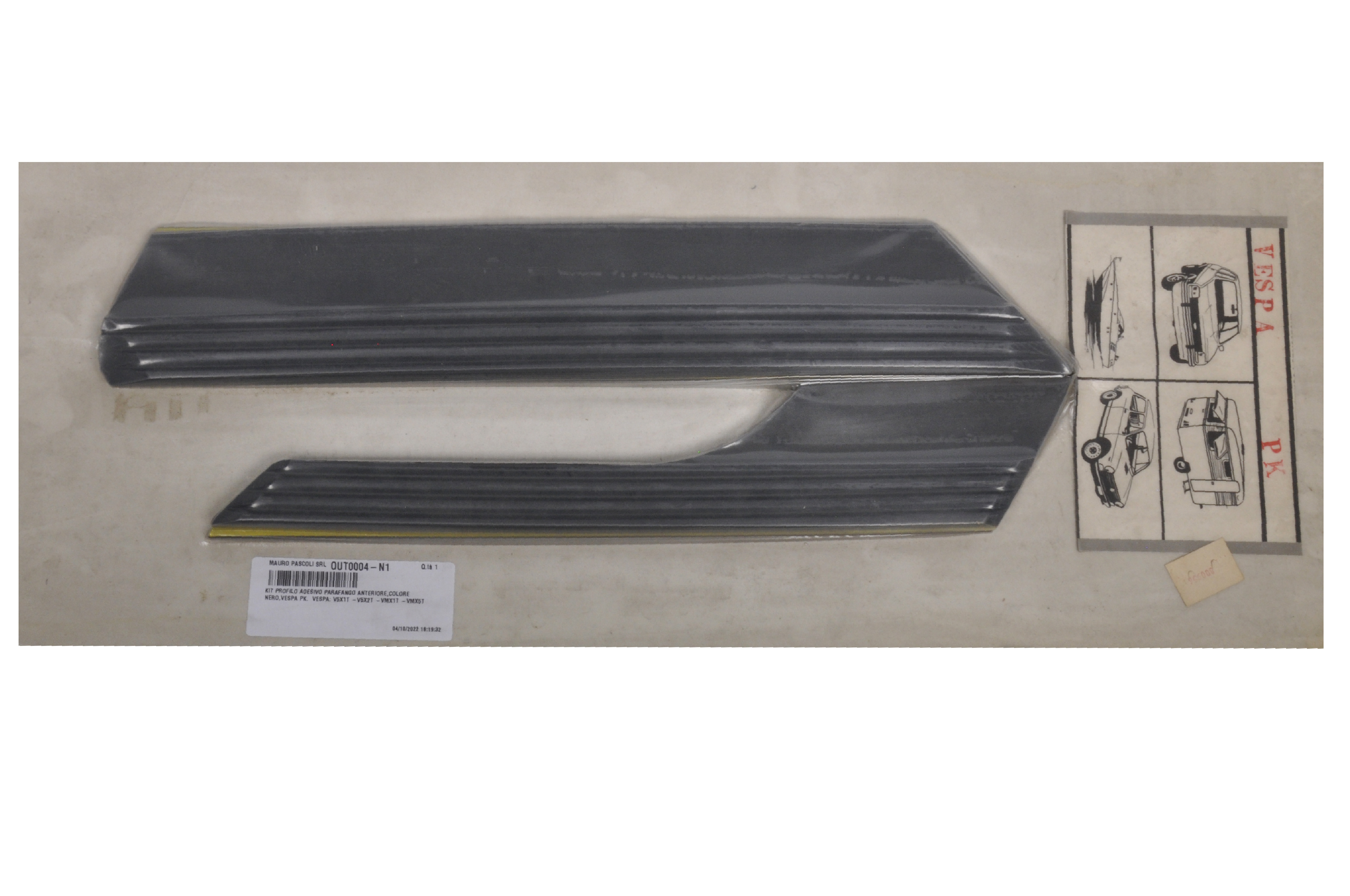 Kit profilo adesivo parafango e sportellini,colore nero,vespa pk.