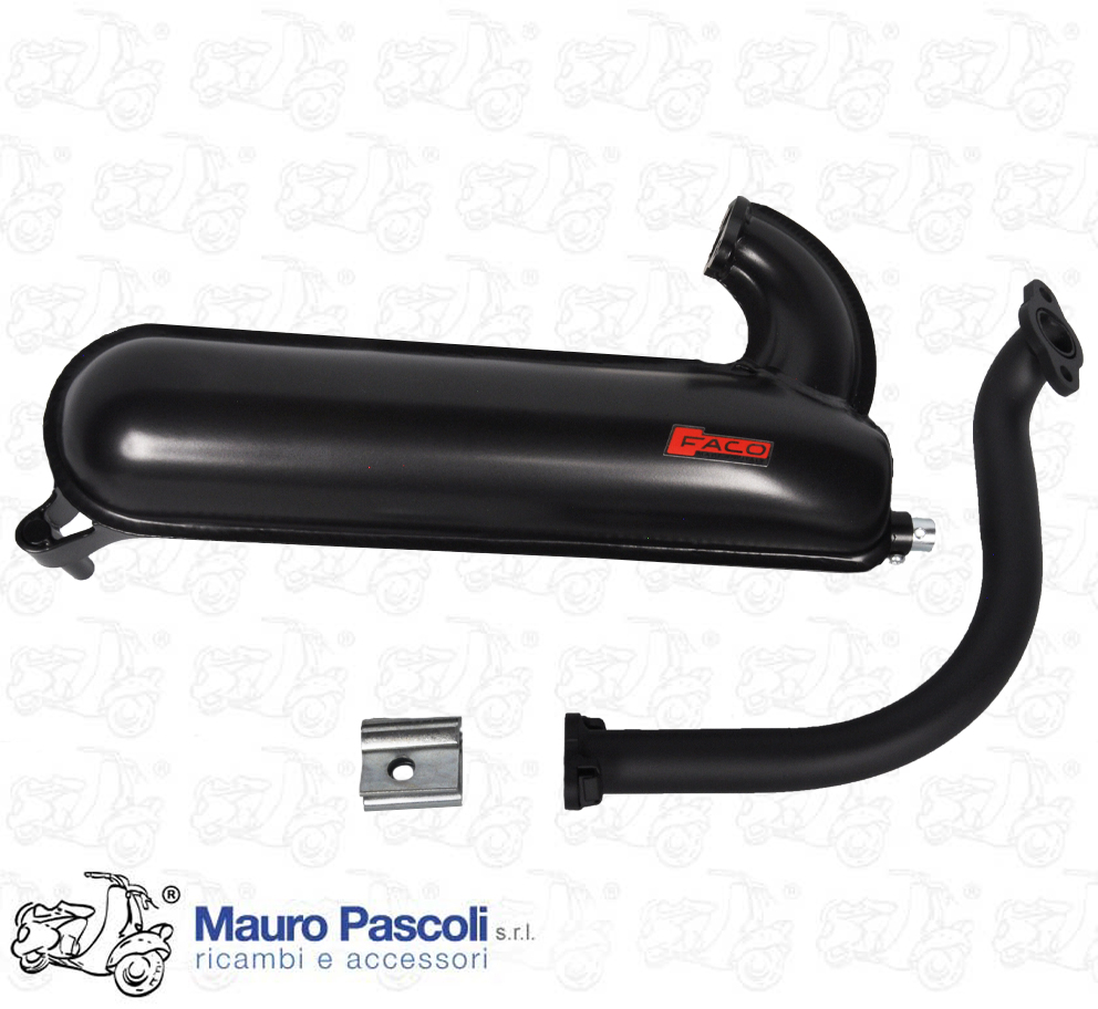 Marmitta completa con collettore e staffa ,verniciata nero,vespa.