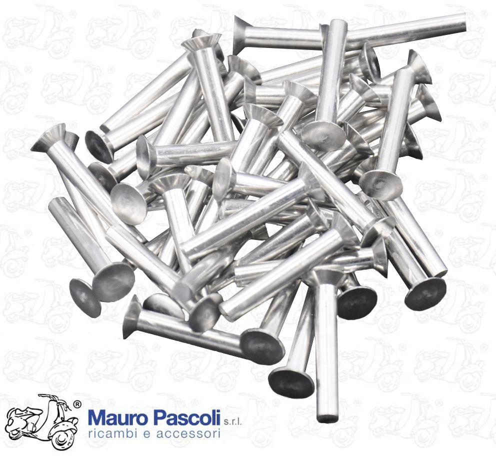 Kit 50 ribattini mm 3 con testa piatta lunghezza mm 23,vespa - ape.