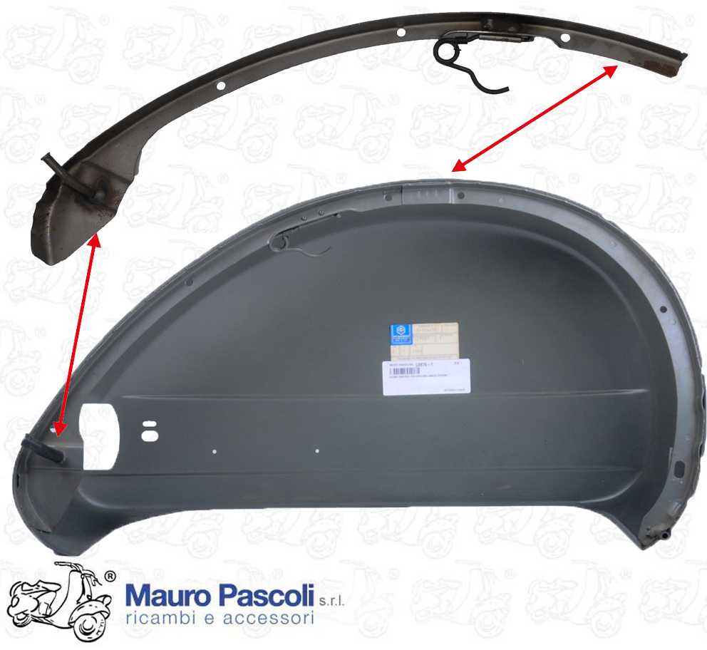 Rinforzo interno posteriore cofano lato sx,vespa px 80 - 125 - 150 - pe 200.