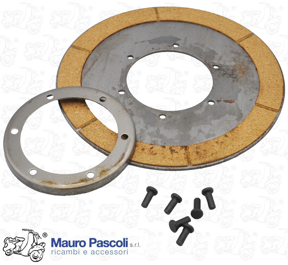 Frizione ,solo disco guarnito con flangia e ribattini ,ape mp - car