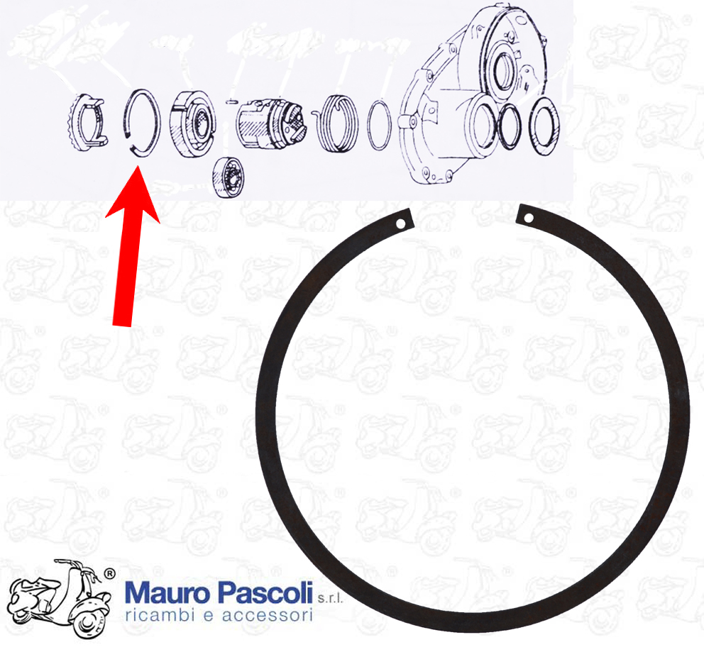 Anello elast.seger fermo boccolo messa in moto al carter,vespa - ape.