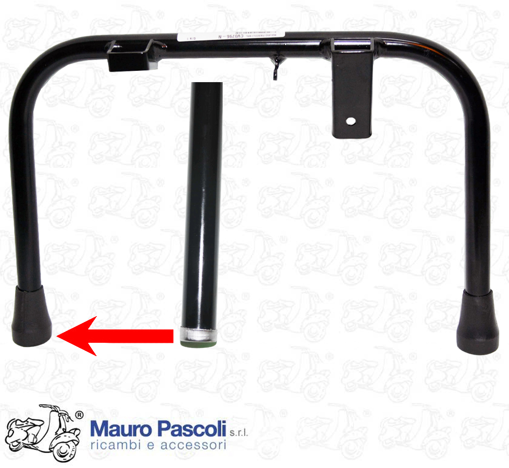 Cavalletto centrale con gommini,nero mm 22,vespa px arcob.125 -150 - 200.