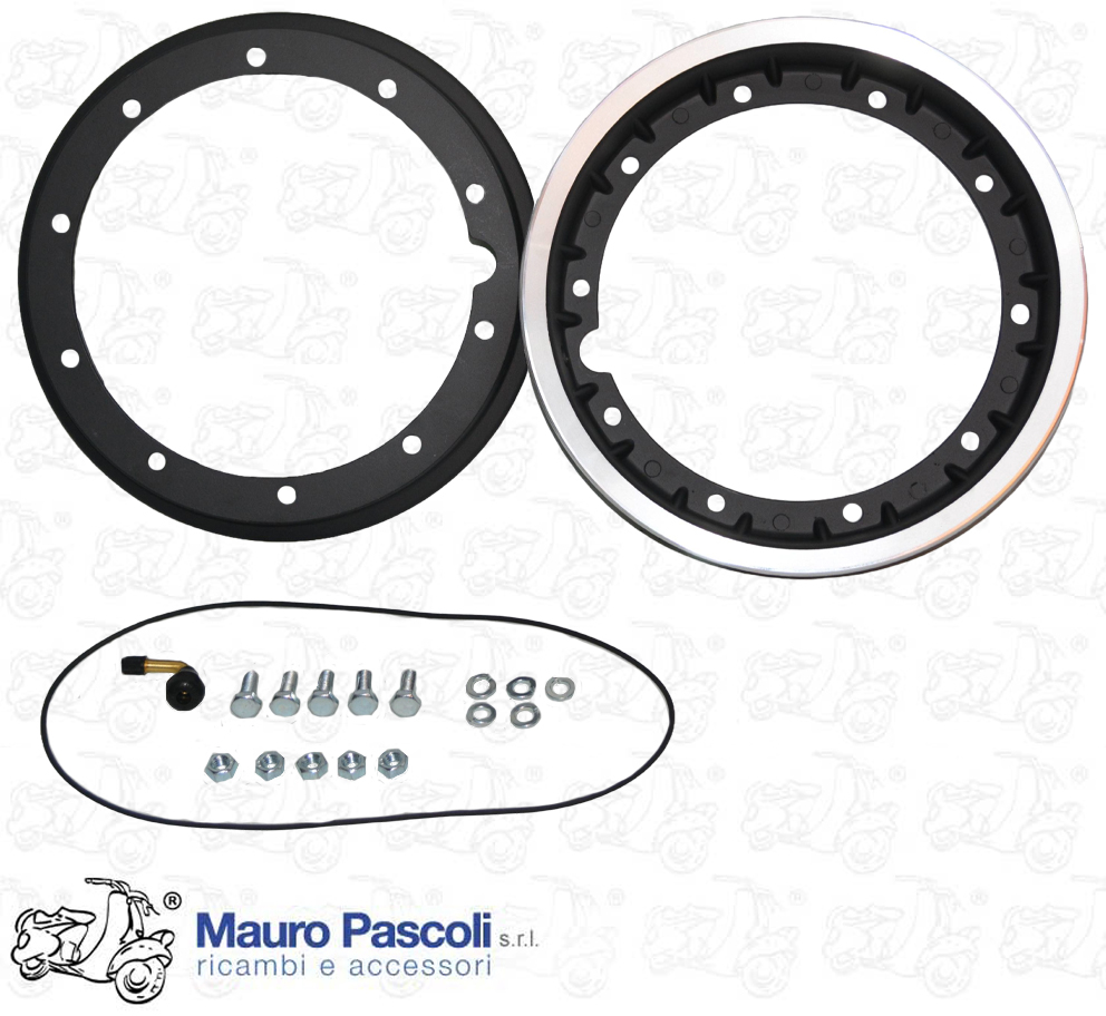 Cerchio scomponibile tubeless colore nero.10 pollici, 3.00-3.50 x 10,vespa.