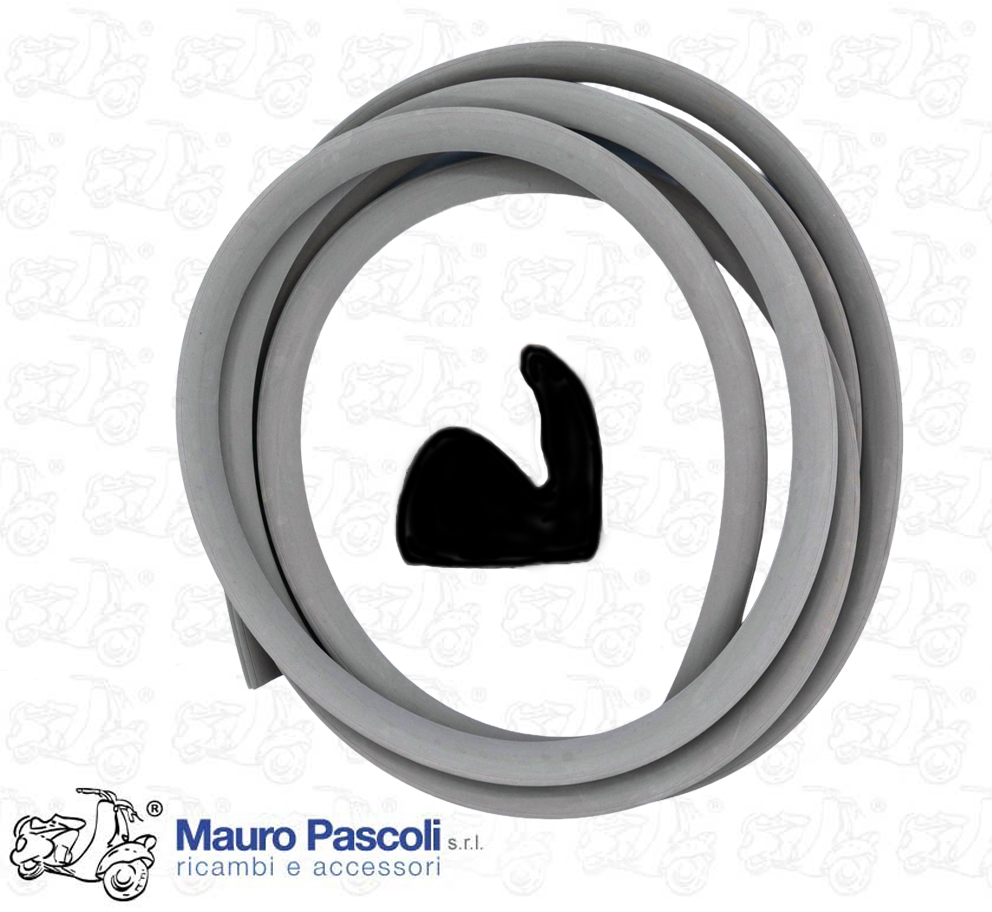 Vintage old grey rubber profile kit for right and left side panels Vespa 1949>67