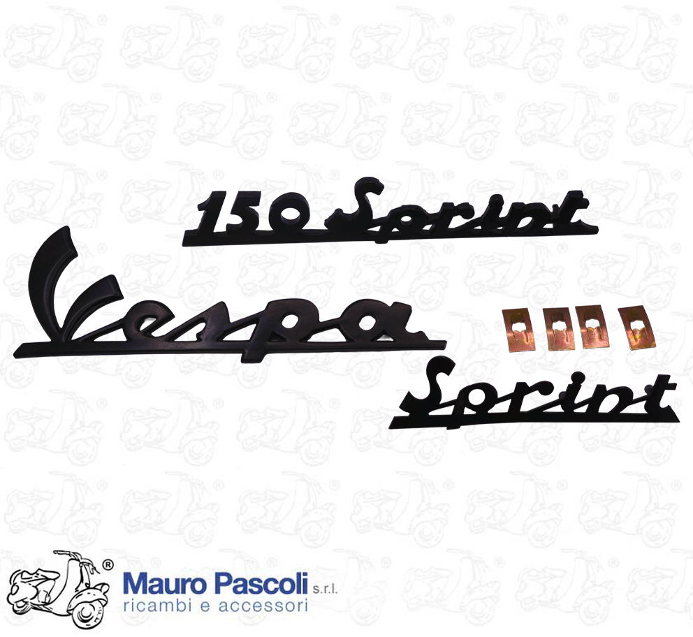 Kit tre scritte ant.post.e fermi,anodizzato scuro,vespa 150 sprint.