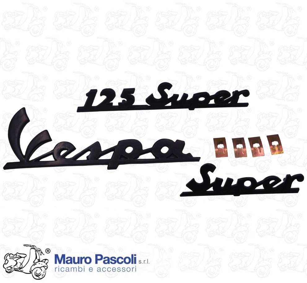 Kit tre scritte ant.post.e fermi,anodizzato scuro,vespa 125 super.