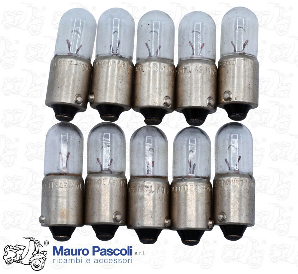 Kit 10 lampadina  6 v. x 4 w spia tubolari micro,tipo ba9s.