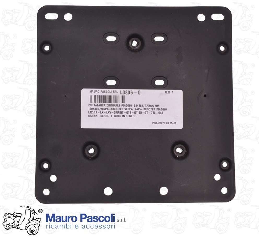 Original piaggio license plate holder 584884 plate size 175 x 175 mm Vespa  - scooter