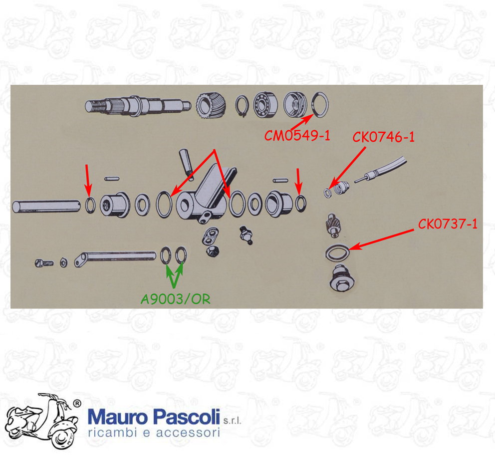 Kit de juntas tóricas amortiguador delantero Vespa  160 - 180