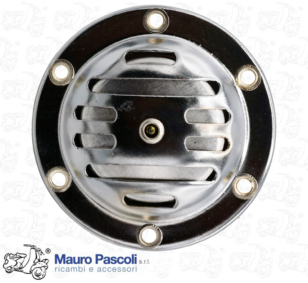 Claxon zincado brillante corriente alterna, Vespa  125 150 180 200