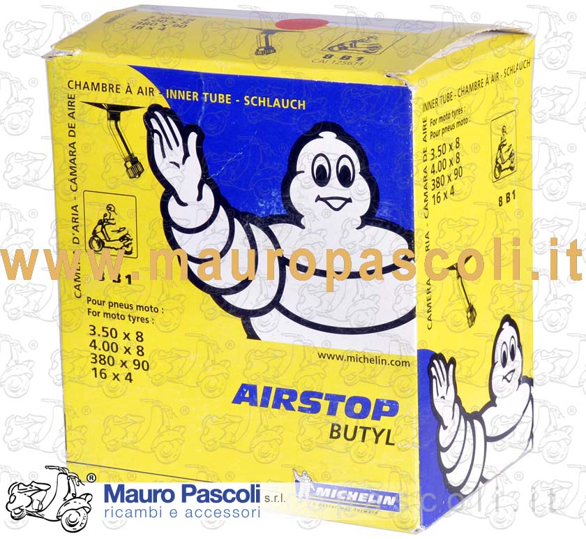 Camera d'aria con valvola a 45° 3.50 x 8 - 4.00 x 8.marca MICHELIN tipo 8 b 1.