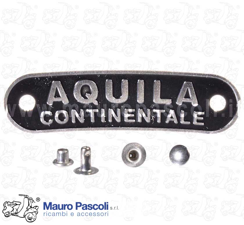 Targhetta aq. continentale,di colore nero per copertura sella,vespa.