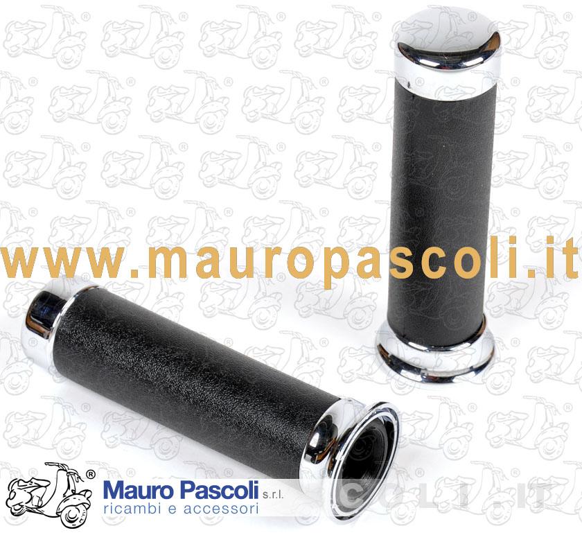 Pair of black rubber knobs with chrome-plated terminals