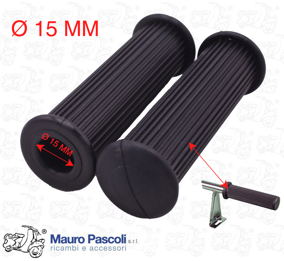 Kit n 2 gomme nero da mm 15,per copripedale passeggero Vespa .