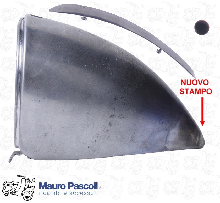 Corpo faro Vespa al parafango in alluminio,completo di cresta e spia.