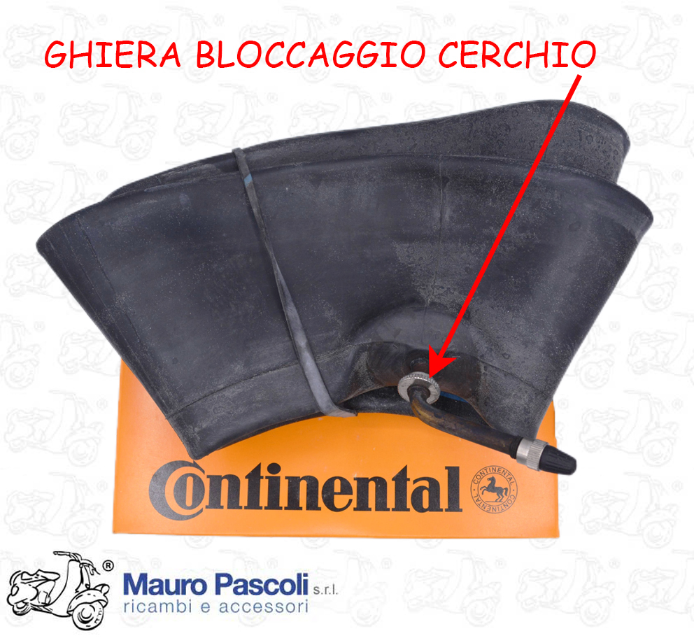 Camera d'aria con valvola lunga in ottone piega a 90. 3.50 x 8 - 4.00 x 8.vespa.