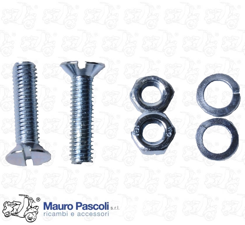 Kit 2 vite con rondella e dado per fissaggio gancio borsa,vespa.
