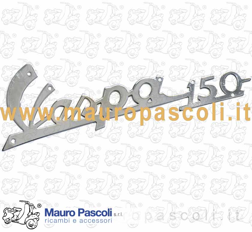 Targhetta anteriore - Vespa 150 - in metallo ottone cromato.